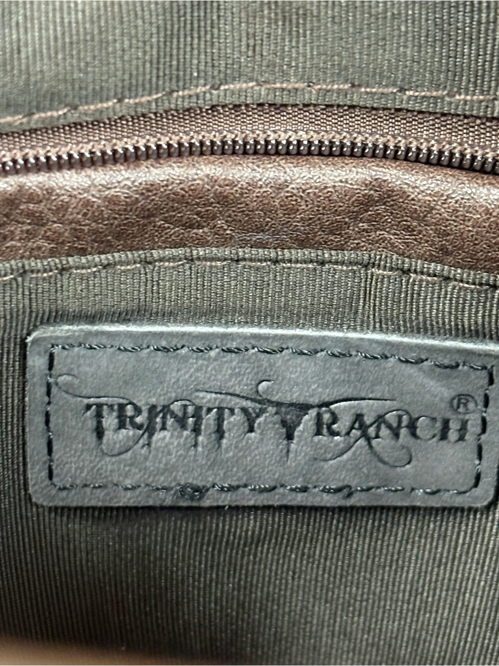 Brown Haircalf Crossbody with Tooled Leather with Conceal Weapon Pocket - Picture 4 of 7